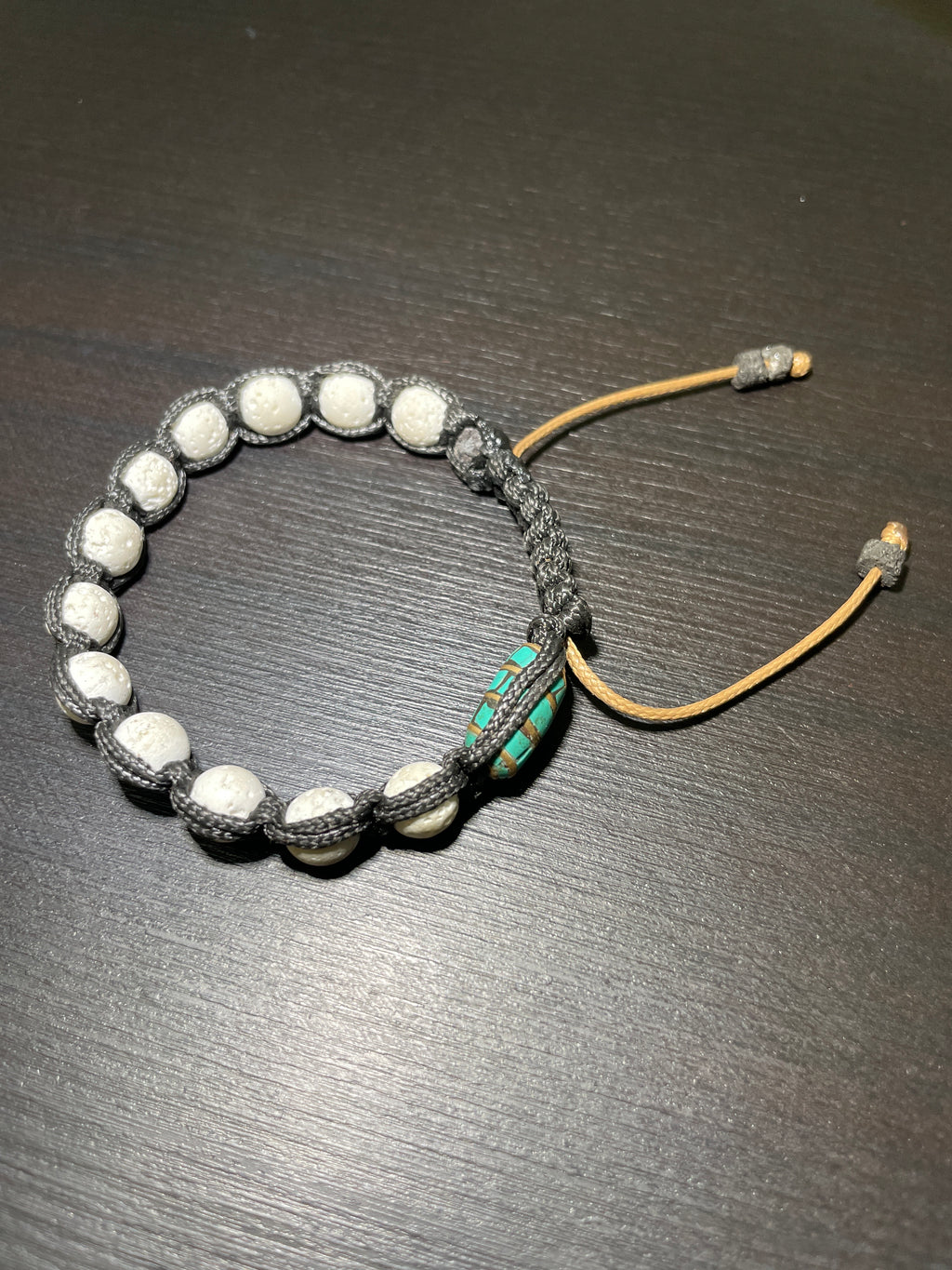White Volcanic Lava, Turquoise Handmade Bracelet
