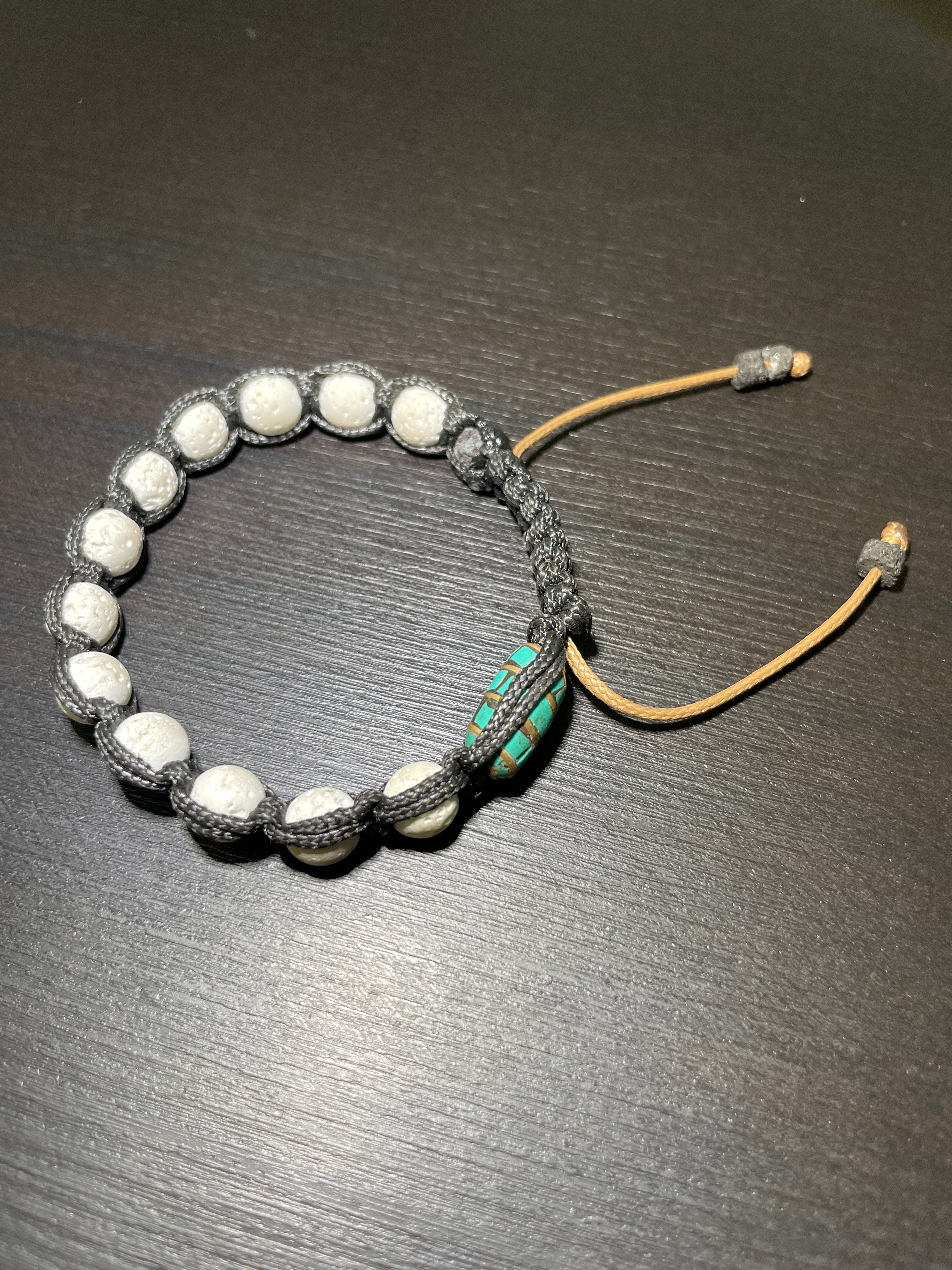White Volcanic Lava, Turquoise Handmade Bracelet