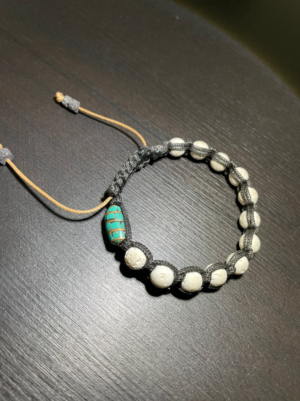White Volcanic Lava, Turquoise Handmade Bracelet