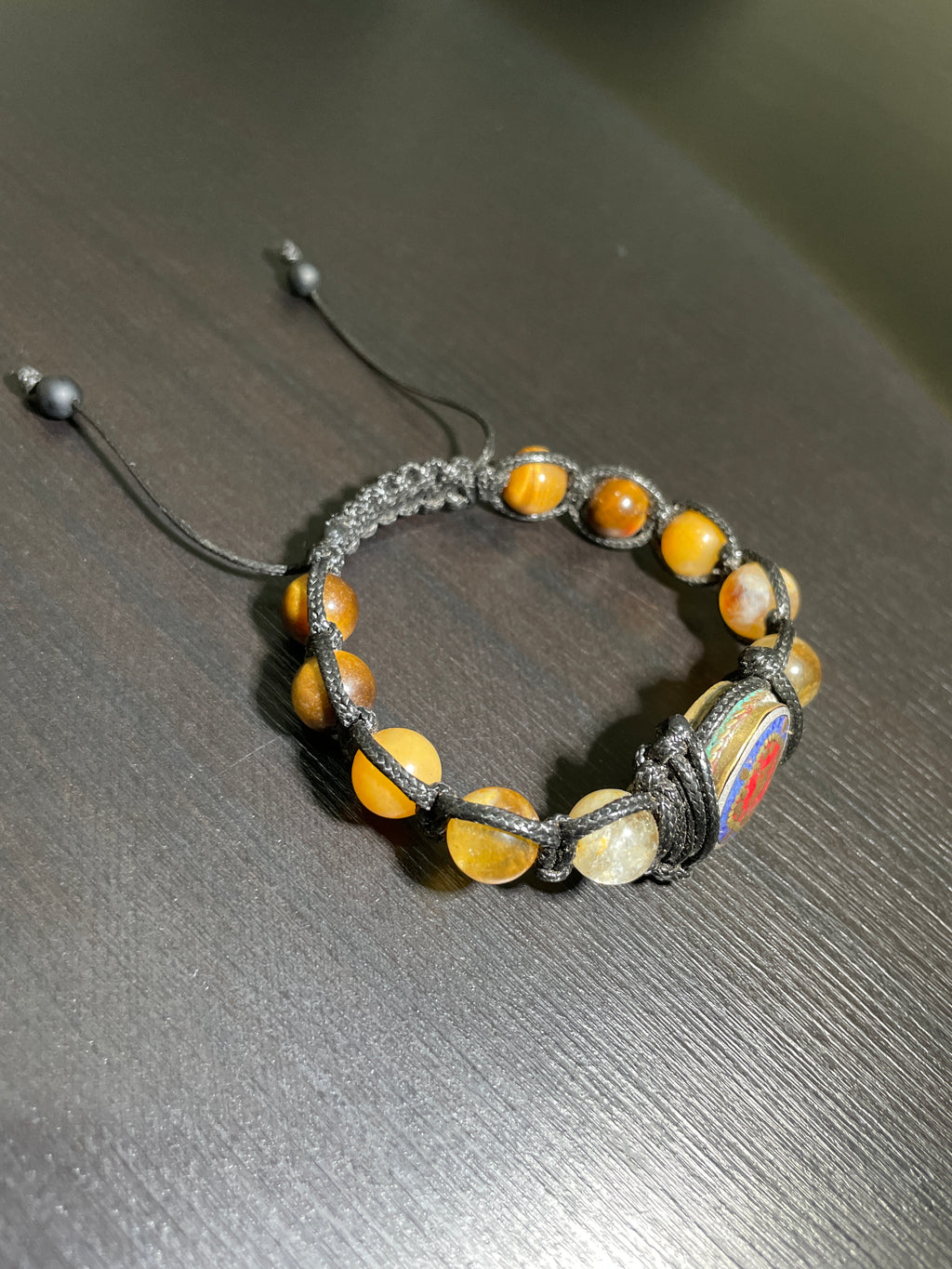 Tiger Eye, Yellow Jade, Citrine, Lapis Lazuli & Coral Handmade Bracelet