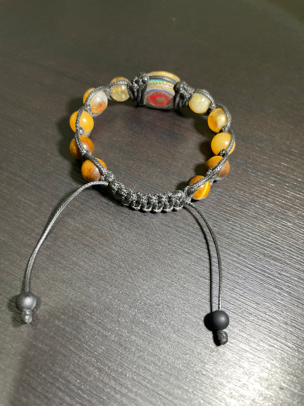 Tiger Eye, Yellow Jade, Citrine, Lapis Lazuli & Coral Handmade Bracelet