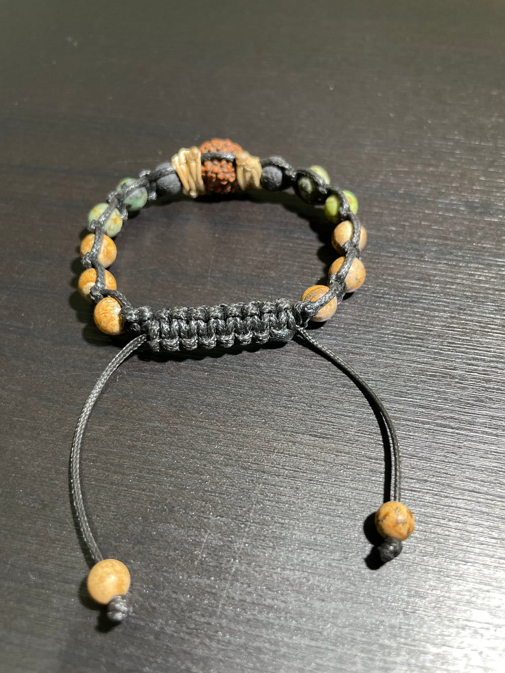 Handmade Bracelet picture jasper, african turquoise, lava stone, and mukhi seed stone