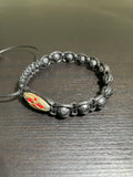 Nepal Coral in Brass, Volcanic Lava Handmade Bracelet