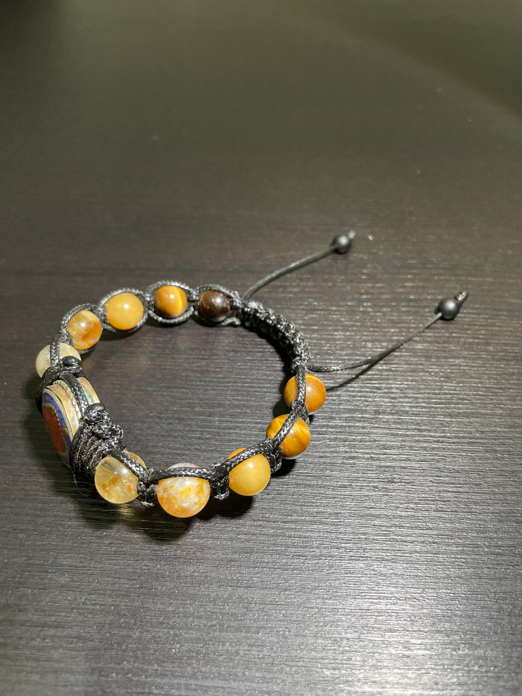 Tiger Eye, Yellow Jade, Citrine, Lapis Lazuli & Coral Handmade Bracelet