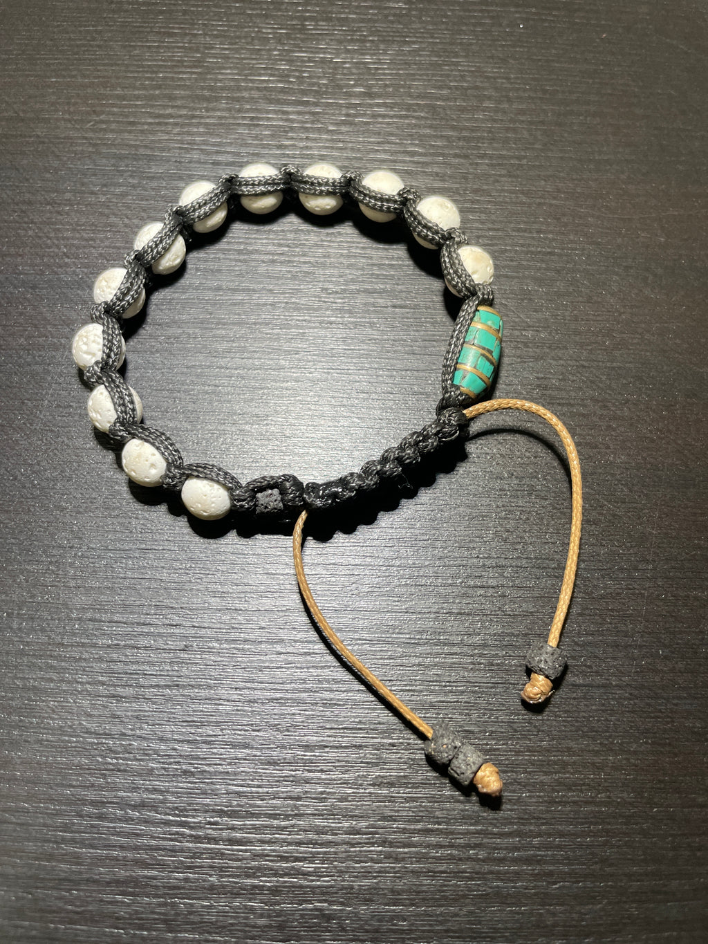 White Volcanic Lava, Turquoise Handmade Bracelet