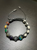 7 Chakras, Mantra, White Volcanic Lava Handmade Bracelet