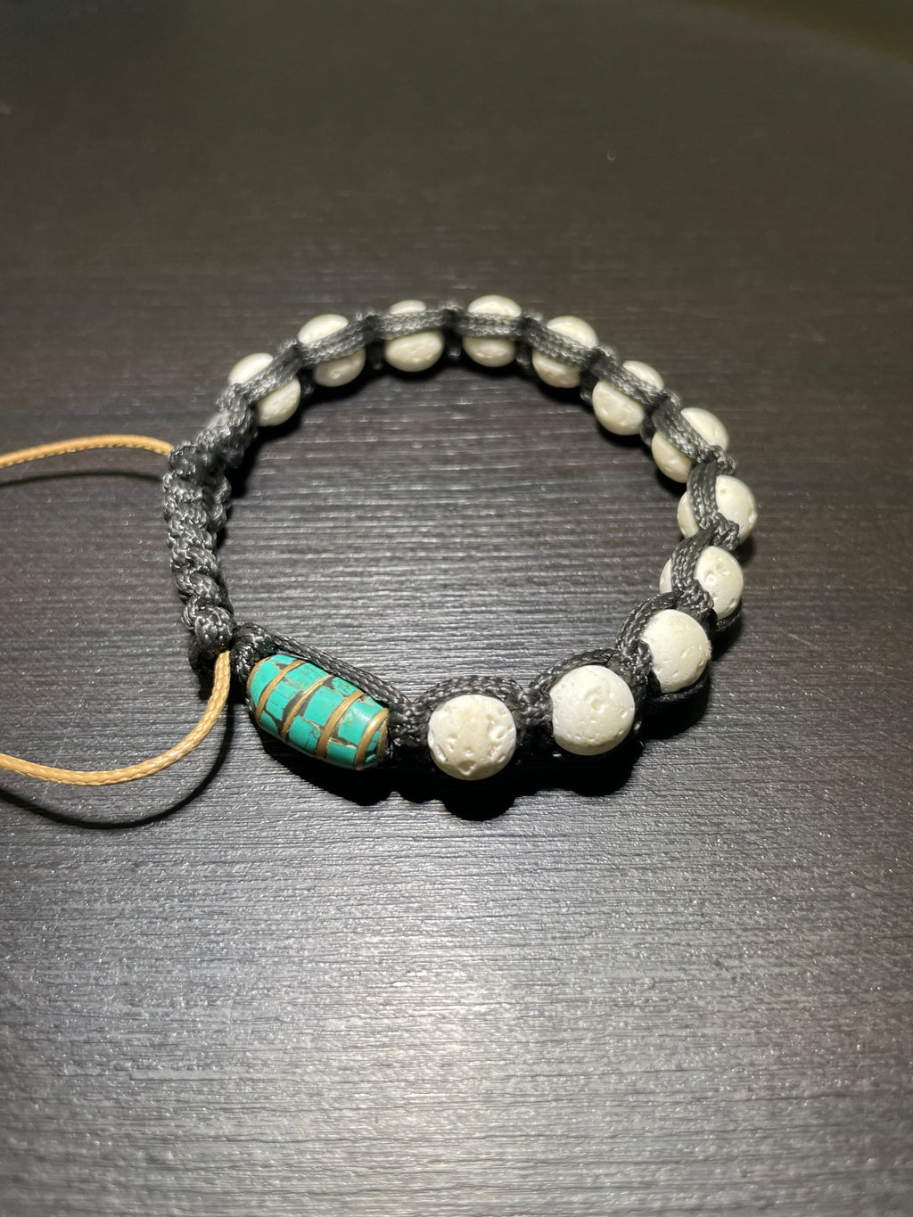 White Volcanic Lava, Turquoise Handmade Bracelet