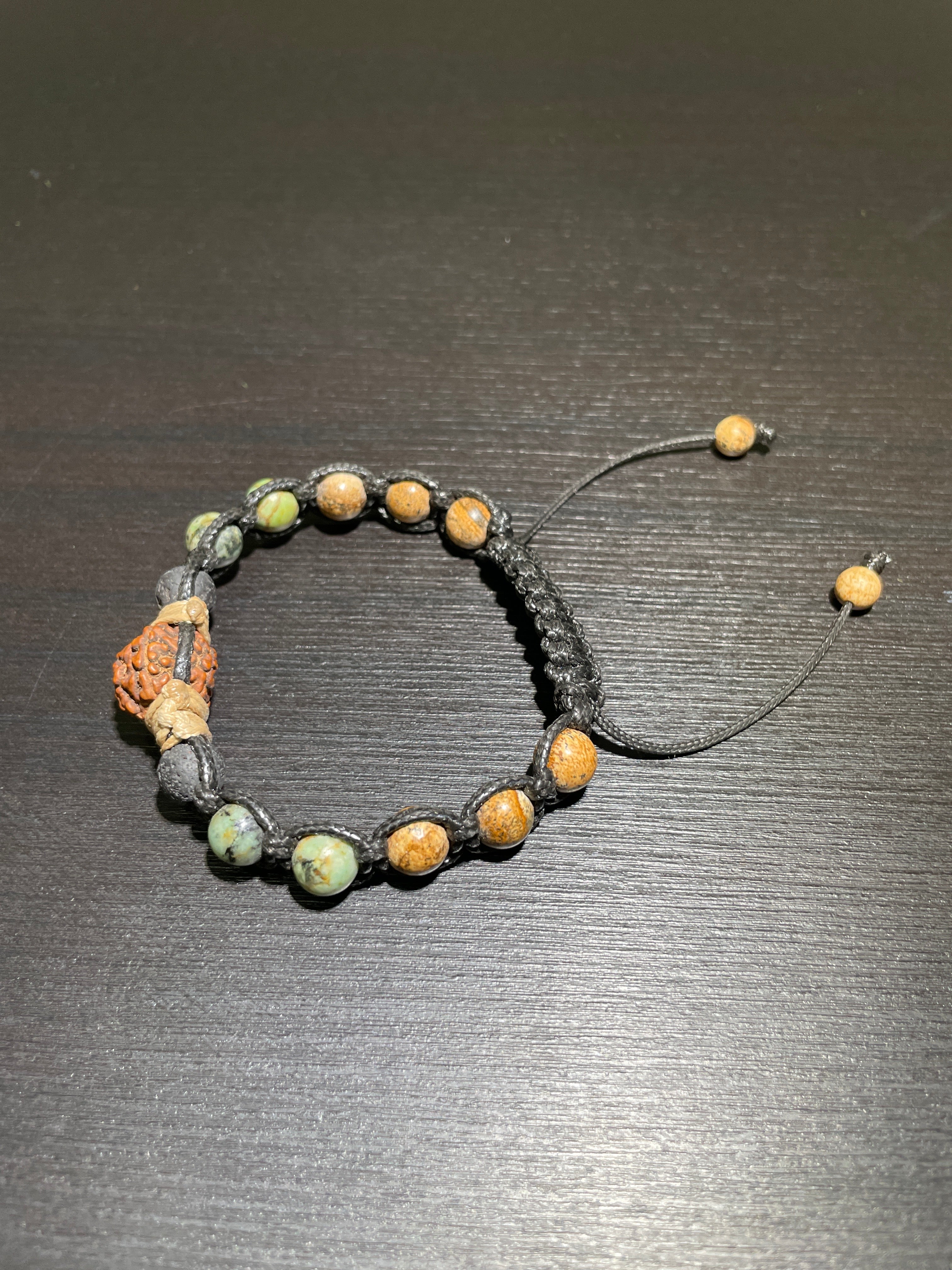 Handmade Bracelet picture jasper, african turquoise, lava stone, and mukhi seed stone